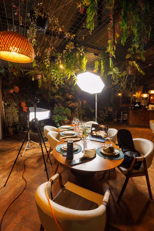 Montagem de iluminação para fotografia gastronômica